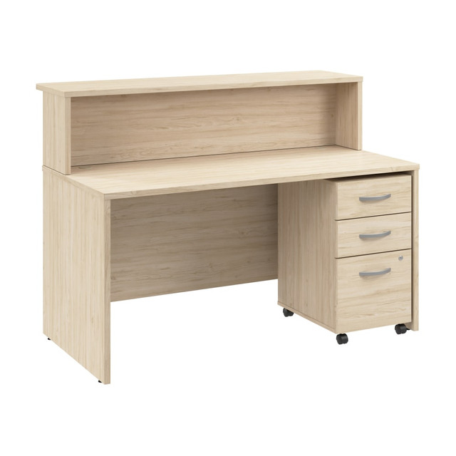 BUSH INDUSTRIES INC. ARV002NE Bush Business Furniture Arrive 60inW Reception Desk with Shelf and Mobile File Cabinet, Natural Elm, Standard Delivery