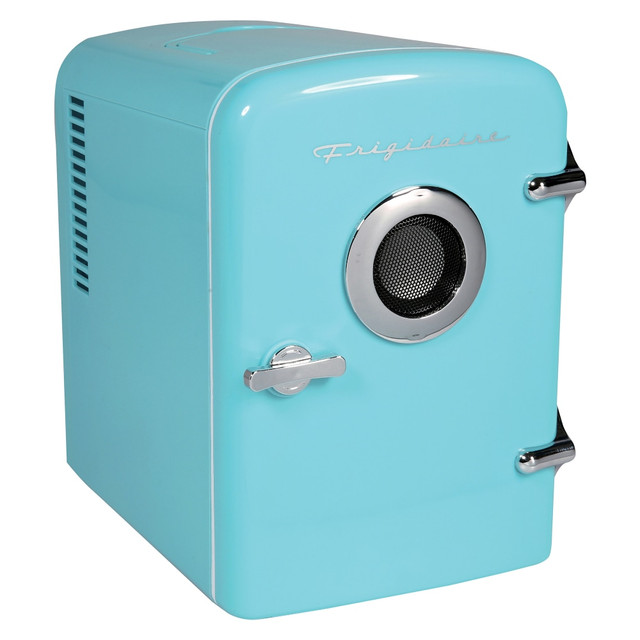 CURTIS INTERNATIONAL, LT EFMIS151-BLUE Frigidaire 6-Can 0.5-cu. ft. Retro Portable Beverage Refrigerator with Bluetooth Speaker, Blue CURTIS INTERNATIONAL, LT EFMIS151-BLUE Frigidaire 6-Can 0.5-cu. ft. Retro Portable Beverage Refrigerator with Bluetooth Speaker, Blue