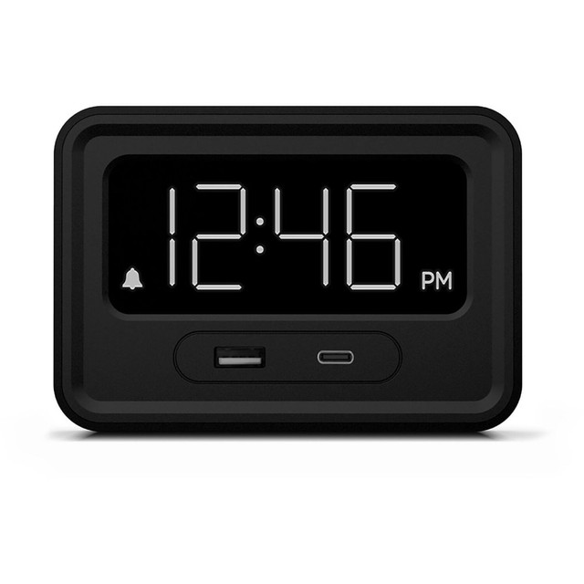 Give guests reliable access to an alarm with this Nonstop Station E Alarm Clock. Its outfitted with 2 USB ports to charge up to 2 devices at once.  Single use alarm with a 1-time set.  Features a dimmable display.  Automatically adjusts for daylight savings.  Includes 1 USB port and 1 USB-C port for charging.  Tamper-proof time settings and power disconnect add security.  Boasts an integrated security tether.  Equipped with self-charging memory backup.