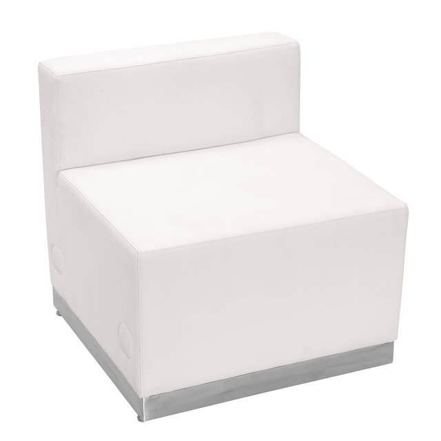 FLASH FURNITURE ZB803CHWH HERCULES Alon Series LeatherSoft Chair with Brushed Stainless Steel Base, Melrose White FLASH FURNITURE ZB803CHWH HERCULES Alon Series LeatherSoft Chair with Brushed Stainless Steel Base, Melrose White