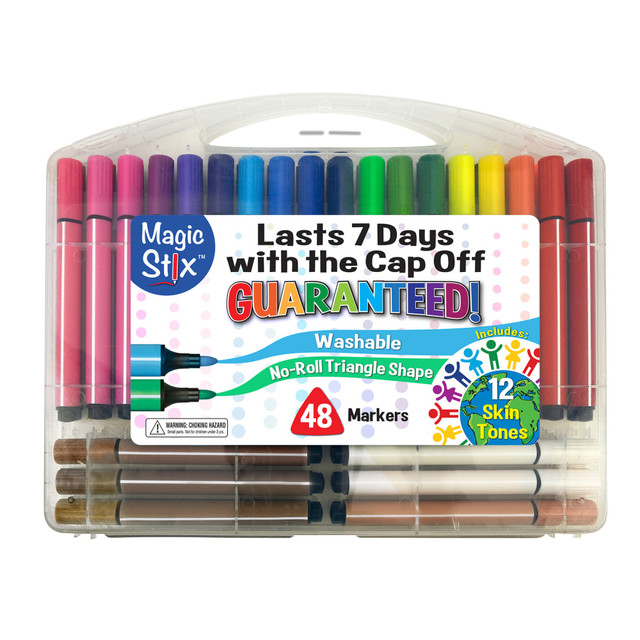 THE PENCIL GRIP TPG390  Triangular Magic Stix Markers, Bullet Point, Assorted Colors, Pack Of 48 Markers