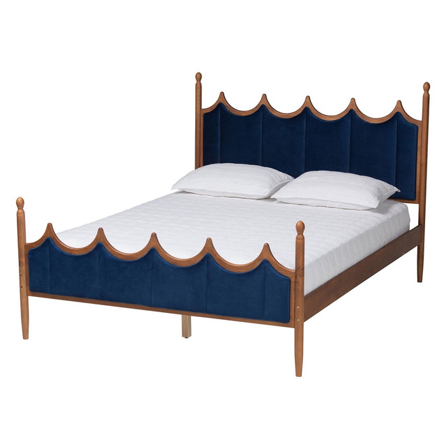 WHOLESALE INTERIORS, INC. 2721-13442 Baxton Studio Calgary Velvet Fabric And Wood Queen Size Platform Bed, 50-13/16inH x 63-1/2inW x 84-1/2inD, Royal Blue/Walnut Brown WHOLESALE INTERIORS, INC. 2721-13442 Baxton Studio Calgary Velvet Fabric And Wood Queen Size Platform Bed, 50-13/16inH x 63-1/2inW x 84-1/2inD, Royal Blue/Walnut Brown