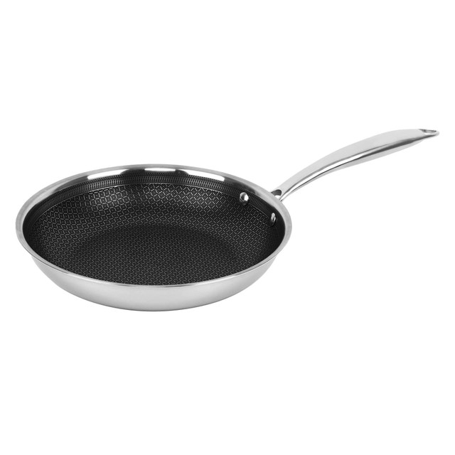 BRENTWOOD APPLIANCES, INC. B-FH24 Brentwood 3-Ply Hybrid Non-Stick Stainless Steel Induction-Ready Frying Pan, 9-1/2in, Silver