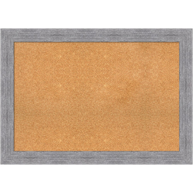 UNIEK INC. A42705383256 Amanti Art Rectangular Non-Magnetic Cork Bulletin Board, Natural, 41in x 29in, Bark Rustic Gray Plastic Frame