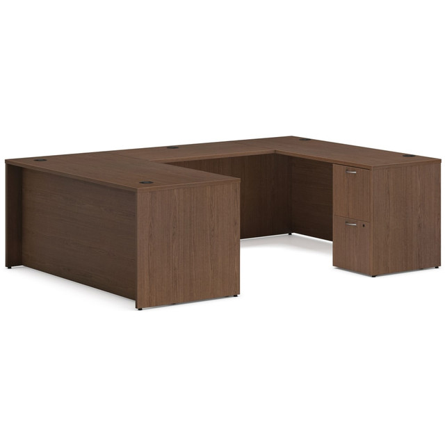 HON HONMOD079  Mod 66inW U-Station Computer Desk With Double-Pedestal, Sepia Walnut