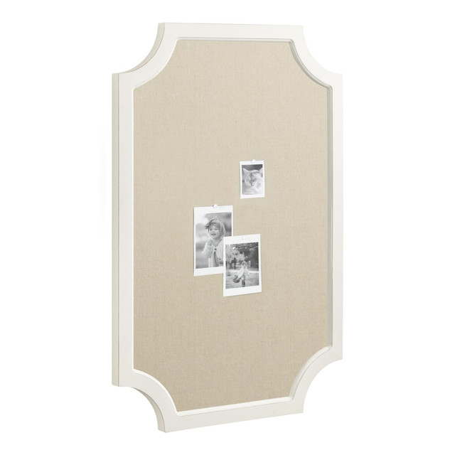 UNIEK INC. 222111 Kate and Laurel Hogan Non-Magnetic Framed Fabric Pinboard, 24in x 36in, Beige, White Wood Frame UNIEK INC. 222111 Kate and Laurel Hogan Non-Magnetic Framed Fabric Pinboard, 24in x 36in, Beige, White Wood Frame