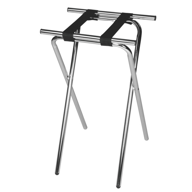 CENTRAL SPECIALTIES CO. 1053C-1 CSL Deluxe Steel Tray Stand, 31inH x 19inW x 15inD, Chrome/Black Straps