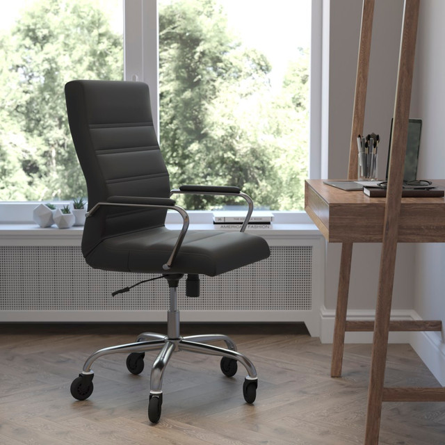 FLASH FURNITURE GO2286HBKRLB Whitney Ergonomic Faux Leather High-Back Executive Swivel Office Chair, Black/Chrome FLASH FURNITURE GO2286HBKRLB Whitney Ergonomic Faux Leather High-Back Executive Swivel Office Chair, Black/Chrome
