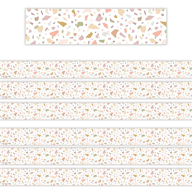 EDUCATORS RESOURCE TCR7211-6 Teacher Created Resources Straight Border Trim, Terrazzo Tones, 35ft Per Pack, Set Of 6 Packs EDUCATORS RESOURCE TCR7211-6 Teacher Created Resources Straight Border Trim, Terrazzo Tones, 35ft Per Pack, Set Of 6 Packs