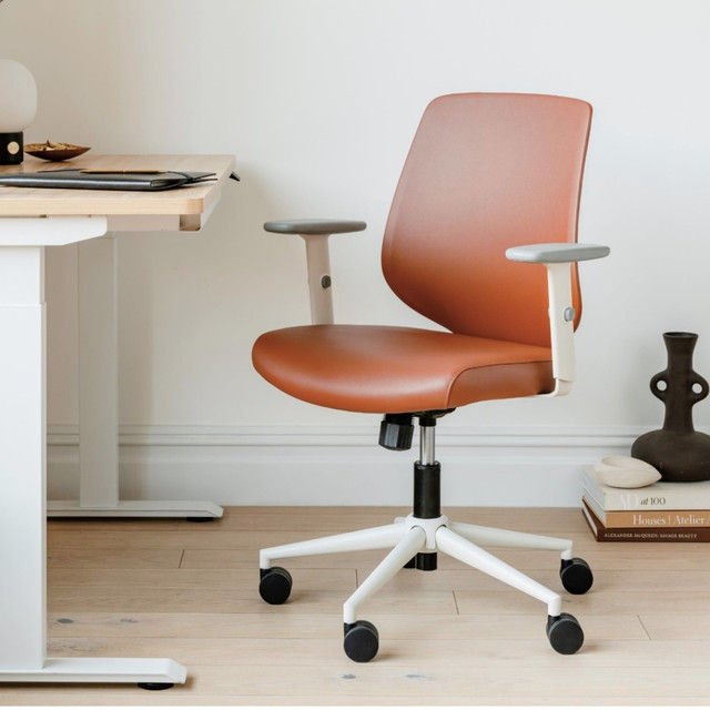 BUREAU OFFICE, INC. 11-11-00-58 Branch Furniture Daily Ergonomic Vegan Leather Mid-Back Task Chair, Dune