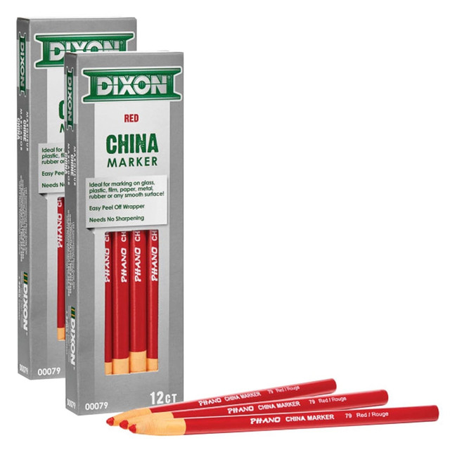EDUCATORS RESOURCE DIX00079-2 Dixon Phano China Markers, 24 Markers, Broad Point, Red Ink, 12 Markers Per Pack, Set Of 2 Packs EDUCATORS RESOURCE DIX00079-2 Dixon Phano China Markers, 24 Markers, Broad Point, Red Ink, 12 Markers Per Pack, Set Of 2 Packs