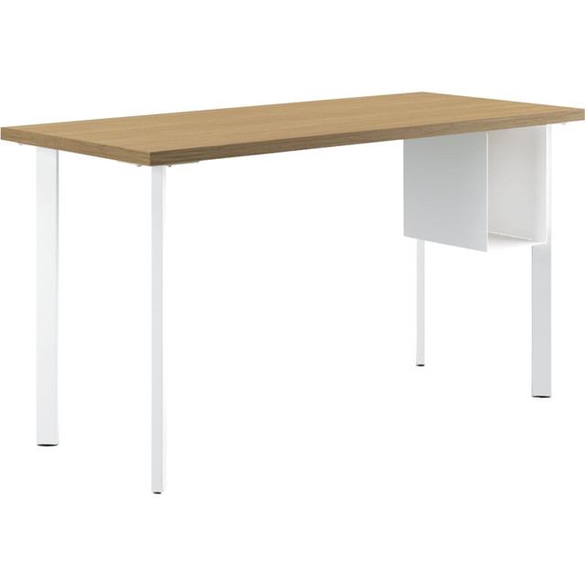 HON HONL5424LNR1PJS  Coze 54inW Table Writing Desk With U-Storage, Natural Recon/Designer White