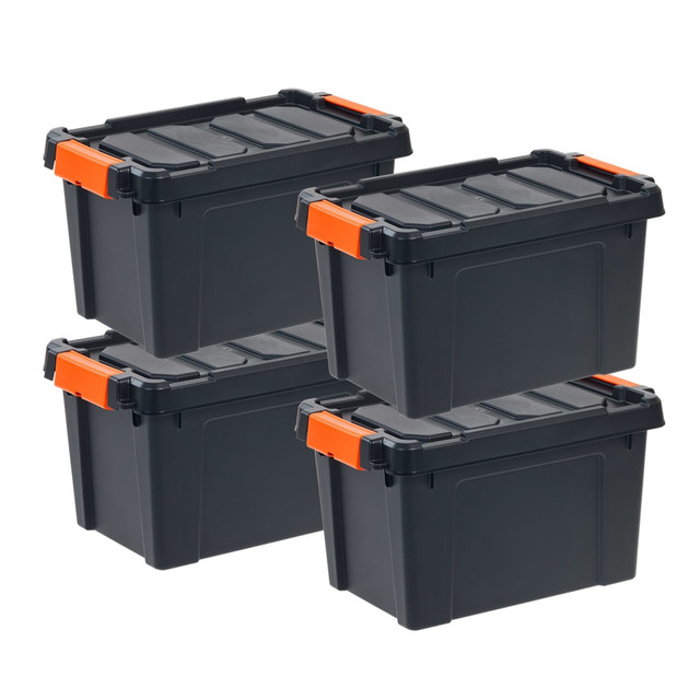 IRIS USA, INC. 500152 Iris Remington Heavy Duty Store-It-All Totes, 5 Gallon, Black, Set Of 4 Totes IRIS USA, INC. 500152 Iris Remington Heavy Duty Store-It-All Totes, 5 Gallon, Black, Set Of 4 Totes