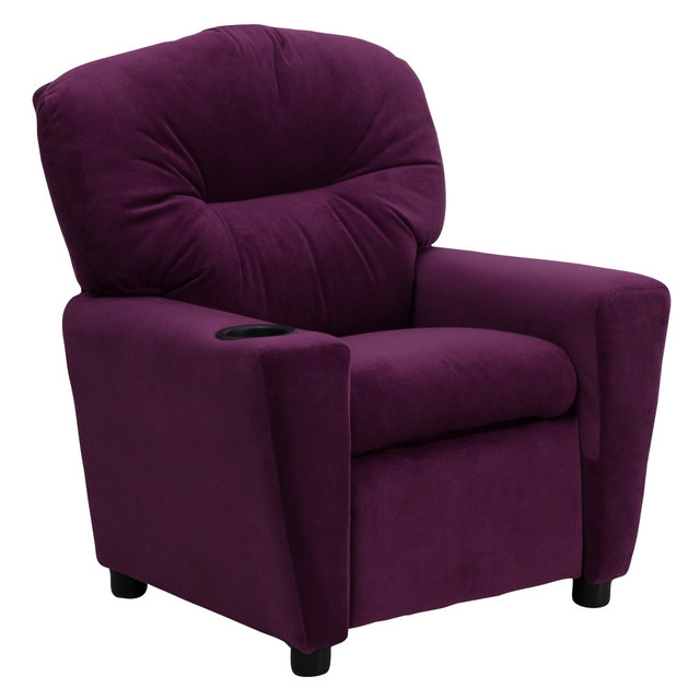 FLASH FURNITURE BT7950KIDMICPUR Contemporary Kids Microfiber Recliner Accent Chair With Cup Holder, Purple FLASH FURNITURE BT7950KIDMICPUR Contemporary Kids Microfiber Recliner Accent Chair With Cup Holder, Purple