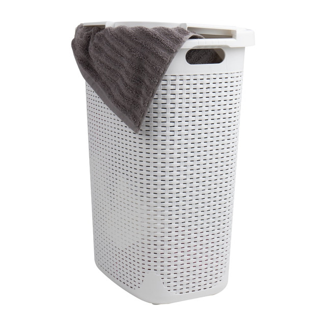 EMS MIND READER LLC 60HAMP-WHT Mind Reader 60L Slim Laundry Hamper Clothes Basket With Lid, 24-3/20inH x 13-3/4inW x 17-13/20inL, White EMS MIND READER LLC 60HAMP-WHT Mind Reader 60L Slim Laundry Hamper Clothes Basket With Lid, 24-3/20inH x 13-3/4inW x 17-13/20inL, White