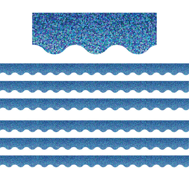 EDUCATORS RESOURCE TCR8794-6 Teacher Created Resources Scalloped Border Trim Packs, 35', Blue Sparkle, Set Of 6 Packs EDUCATORS RESOURCE TCR8794-6 Teacher Created Resources Scalloped Border Trim Packs, 35', Blue Sparkle, Set Of 6 Packs