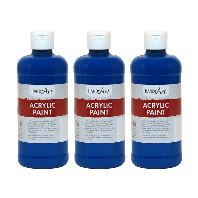 EDUCATORS RESOURCE RPC101065-3 Handy Art Acrylic Paints, 16 Oz, Ultra Blue, Pack Of 3 Paints EDUCATORS RESOURCE RPC101065-3 Handy Art Acrylic Paints, 16 Oz, Ultra Blue, Pack Of 3 Paints