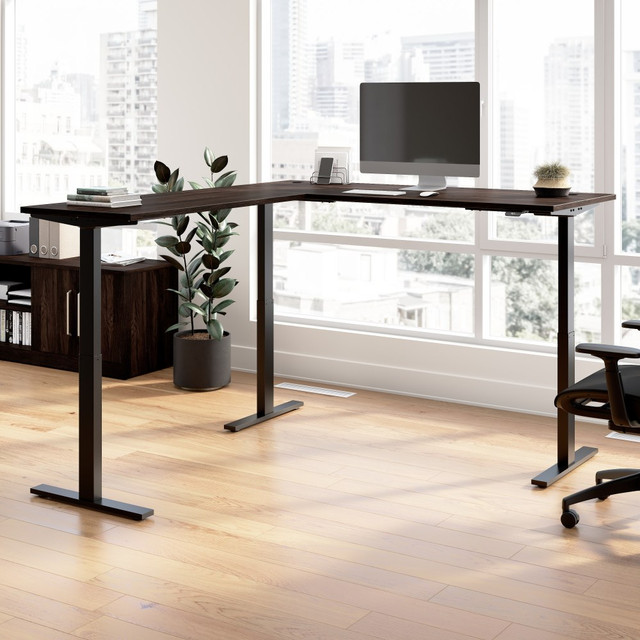 BUSH INDUSTRIES INC. M6SL7278BWBK Bush Business Furniture Move 60 Series 72inW Height Adjustable L Shaped Standing Desk, Black Walnut/Black Powder Coat, Standard Delivery BUSH INDUSTRIES INC. M6SL7278BWBK Bush Business Furniture Move 60 Series 72inW Height Adjustable L Shaped Standing Desk, Black Walnut/Black Powder Coat, Standard Delivery