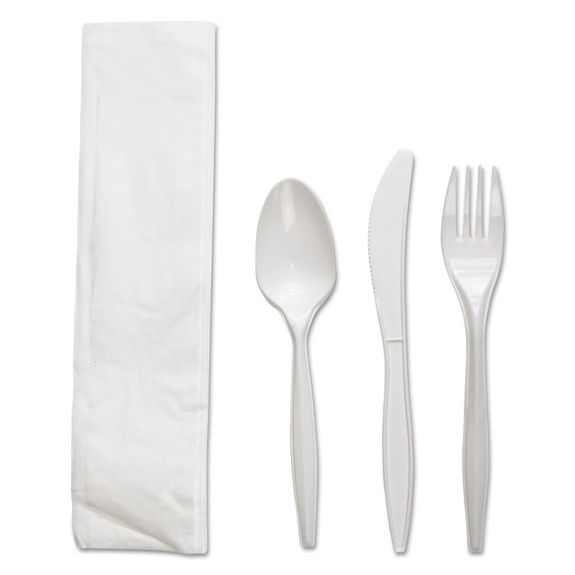 LAGASSE, INC. BWKFKTNMWPPWH Boardwalk 4-Piece Cutlery Kits, Fork/Knife/Napkin/Teaspoon, 5-7/8inL, White, Carton Of 250 Kits LAGASSE, INC. BWKFKTNMWPPWH Boardwalk 4-Piece Cutlery Kits, Fork/Knife/Napkin/Teaspoon, 5-7/8inL, White, Carton Of 250 Kits