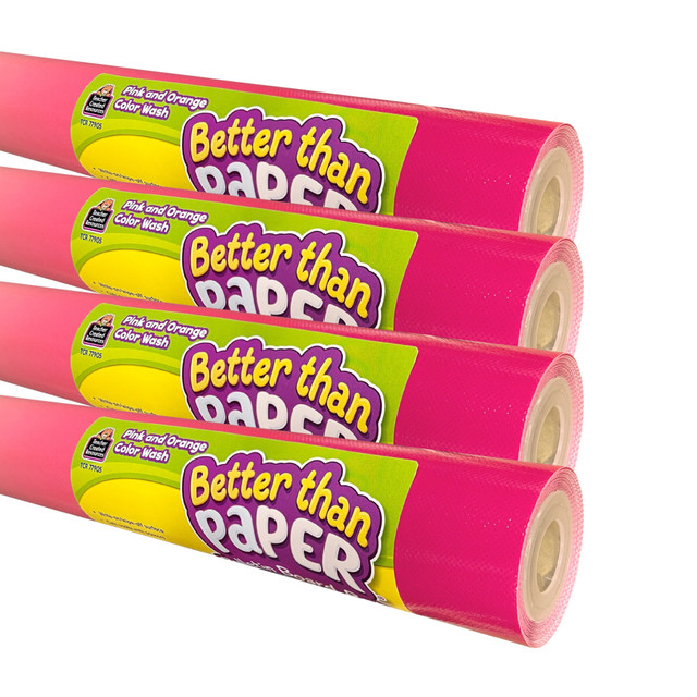 TEACHER CREATED RESOURCES INC. TCR32453 Teacher Created Resources Better Than Paper Bulletin Board Rolls, Pink And Orange Color Wash, Pack Of 4 Rolls