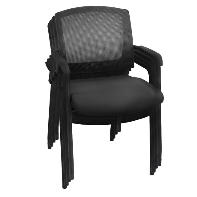 REGENCY SEATING, INC. 5675BK4PK Regency Knight Mesh Stacking Chairs, Black, Pack Of 4 Chairs