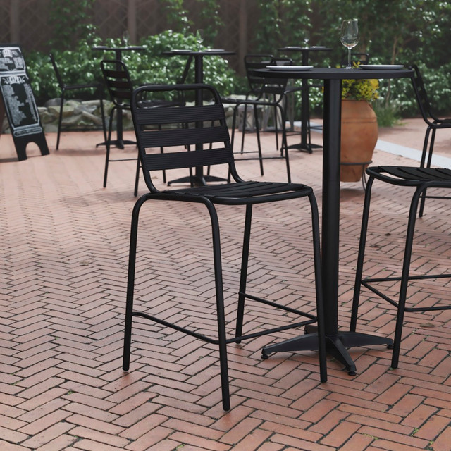 FLASH FURNITURE TLH015HBK  Lila Metal Indoor/Outdoor Restaurant Bar Height Stool, Black