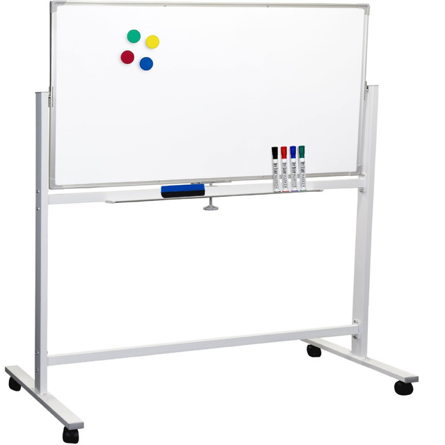 GENERAL PRINTING & DESIGN, INC. EGP-HD-0066 Excello Global Products Double-Sided Magnetic Dry-Erase Mobile Whiteboard, 32in x 48in, Silver Aluminum Frame GENERAL PRINTING & DESIGN, INC. EGP-HD-0066 Excello Global Products Double-Sided Magnetic Dry-Erase Mobile Whiteboard, 32in x 48in, Silver Aluminum Frame
