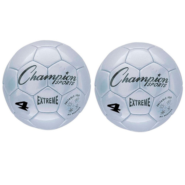 EDUCATORS RESOURCE CHSEX4SL-2 Champion Sports Extreme Soccer Balls, Size 4, Silver, Pack Of 2 Balls