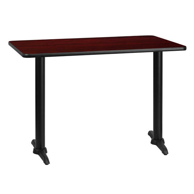 FLASH FURNITURE XUMA3042T0522  Laminate Rectangular Table Top With Table-Height Bases, 31-1/8inH x 30inW x 42inD, Mahogany/Black