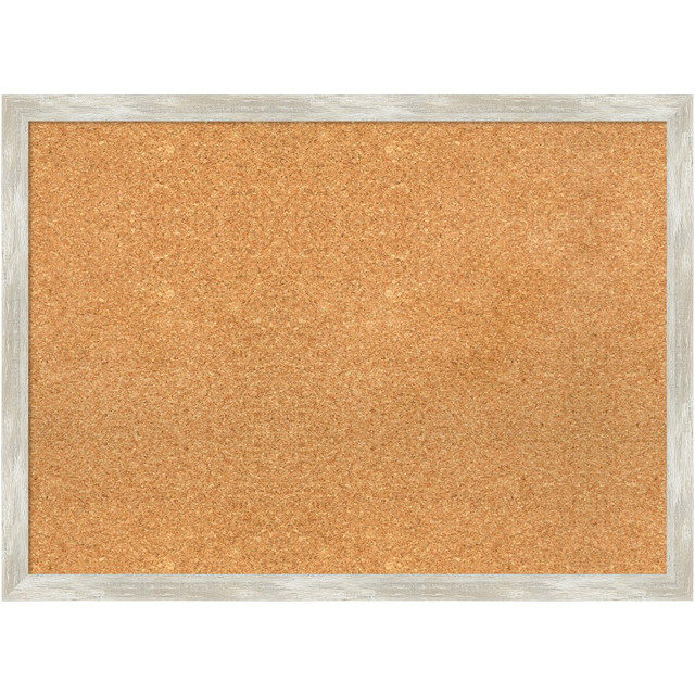 UNIEK INC. A42705383472 Amanti Art Rectangular Non-Magnetic Cork Bulletin Board, Natural, 30in x 22in, Crackled Metallic Narrow Plastic Frame