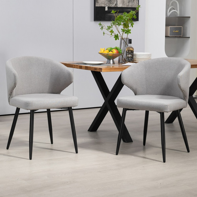 GLAMOUR HOME GHDC-1701 Bard Fabric Dining Accent Chairs, Gray, Set Of 2 Chairs GLAMOUR HOME GHDC-1701 Bard Fabric Dining Accent Chairs, Gray, Set Of 2 Chairs