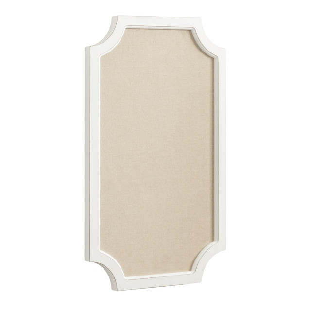 UNIEK INC. 227503 Kate and Laurel Hogan Non-Magnetic Framed Fabric Pinboard, 18in x 30in, Beige, White Wood Frame UNIEK INC. 227503 Kate and Laurel Hogan Non-Magnetic Framed Fabric Pinboard, 18in x 30in, Beige, White Wood Frame