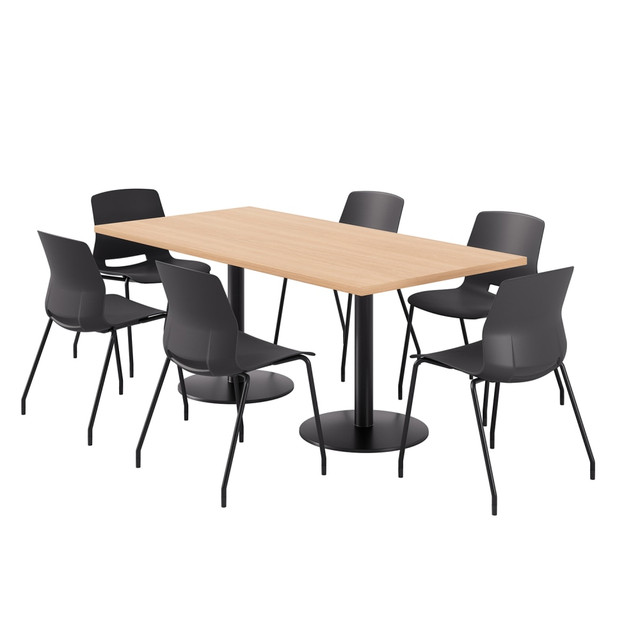 KENTUCKIANA FOAM INC 840031942562 KFI Studios Proof Rectangle Pedestal Table With Imme Chairs, 31-3/4inH x 72inW x 36inD, Maple Top/Black Base/Black Chairs KENTUCKIANA FOAM INC 840031942562 KFI Studios Proof Rectangle Pedestal Table With Imme Chairs, 31-3/4inH x 72inW x 36inD, Maple Top/Black Base/Black Chairs