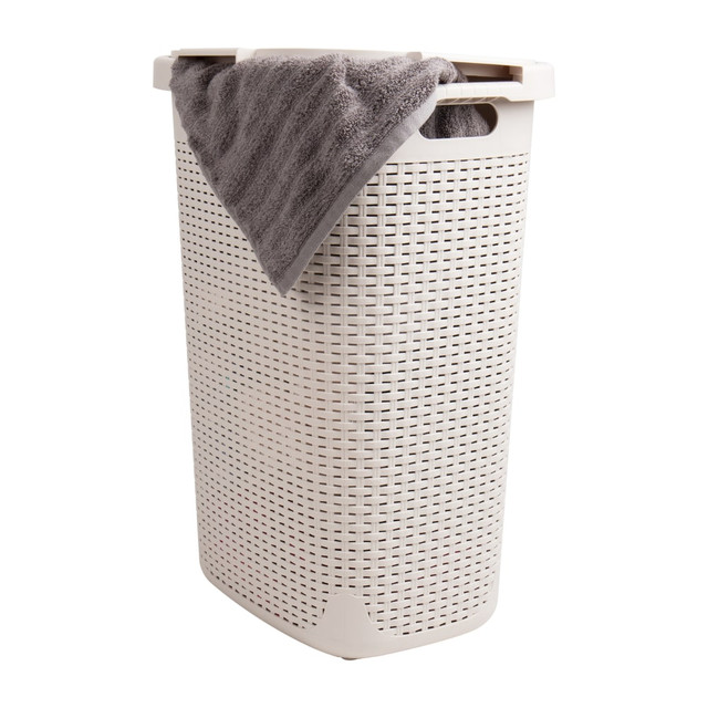 EMS MIND READER LLC 60HAMP-IVO Mind Reader 60L Slim Laundry Hamper Clothes Basket With Lid, 24-3/20inH x 13-3/4inW x 17-13/20inL, Ivory EMS MIND READER LLC 60HAMP-IVO Mind Reader 60L Slim Laundry Hamper Clothes Basket With Lid, 24-3/20inH x 13-3/4inW x 17-13/20inL, Ivory