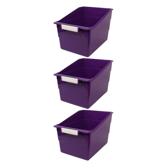 EDUCATORS RESOURCE ROM77306-3 Romanoff Products Tattle Wide Shelf File Boxes, 8inH x 7-1/2inW x 11inD, Purple, Pack Of 3 Boxes