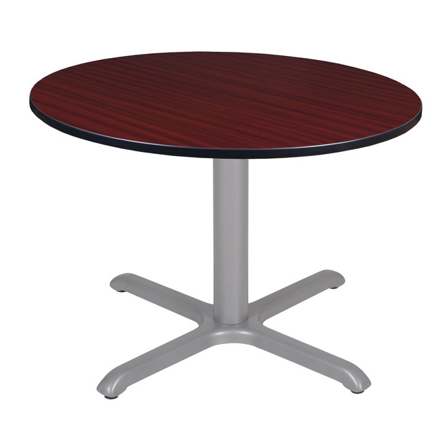 REGENCY SEATING, INC. TB48RNDMHGY Regency Cain Round X-Base Breakroom Table, 29inH x 48inW x 48inD, Mahogany/Gray