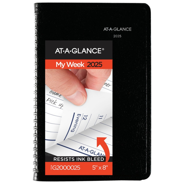 ACCO BRANDS USA, LLC G2000025 2025 AT-A-GLANCE DayMinder Weekly Appointment Book Planner, 5in x 8in, Black, January To December