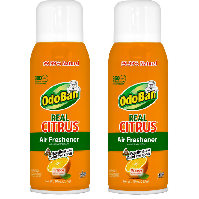 ODOBAN 9793D7010A2-OD Real Citrus Air Freshener, Orange Scent, 10 Oz, Set Of 2 Spray Cans ODOBAN 9793D7010A2-OD Real Citrus Air Freshener, Orange Scent, 10 Oz, Set Of 2 Spray Cans