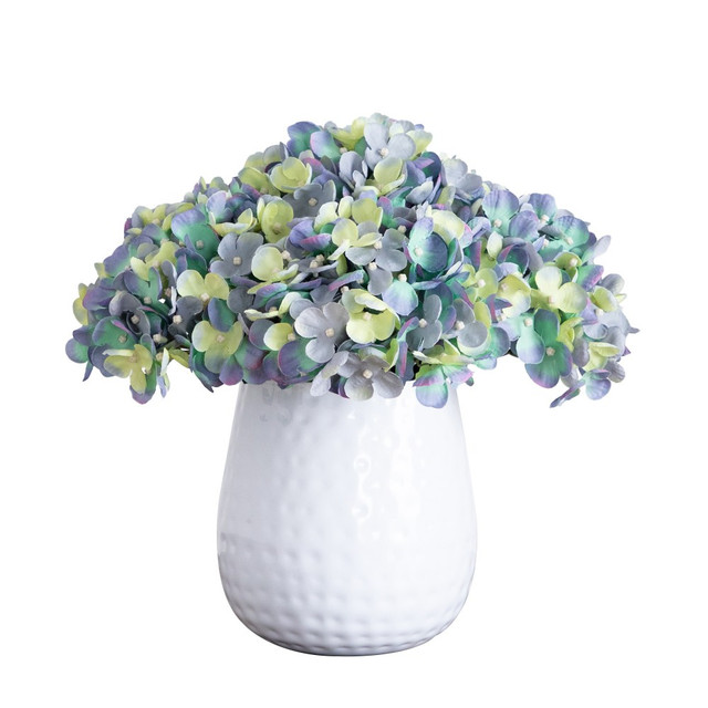 NEARLY NATURAL INC. A2183-BL Nearly Natural 11inH Artificial Hydrangea Arrangement With Metal Vase, 11inH x 10inW x 10inD, White/Blue NEARLY NATURAL INC. A2183-BL Nearly Natural 11inH Artificial Hydrangea Arrangement With Metal Vase, 11inH x 10inW x 10inD, White/Blue