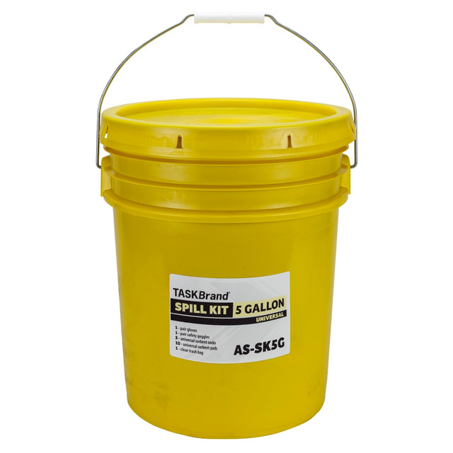 THE TRANZONIC COMPANIES AS-SK5G TaskBrand Oil Only Spill Response Kit, Unscented, 5 Gallon, Yellow