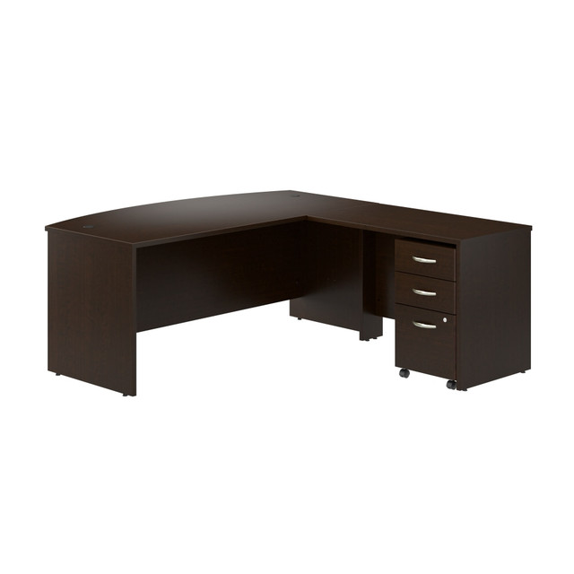 BUSH INDUSTRIES INC. SRC167MRSU Bush Business Furniture Series C 72inW Bow Front L-Shaped Desk With 42inW Return And Mobile File Cabinet, Mocha Cherry, Standard Delivery