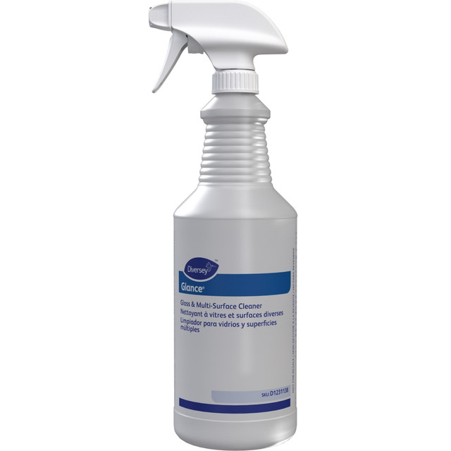 DIVERSEY D1231138 Screen-Printed Empty Bottles, Glance, 32 Oz, Clear, Pack Of 12 Bottles. DIVERSEY D1231138 Screen-Printed Empty Bottles, Glance, 32 Oz, Clear, Pack Of 12 Bottles.