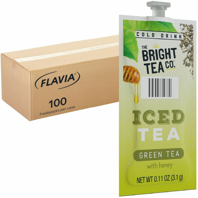 LAVAZZA NORTH AMERICA 48049 The Bright Tea Co. Iced with Honey Green Tea Freshpack - Compatible with Flavia Creation 300 with Chill Refresh Module, Flavia Creation 600 with Chill Module - Green Tea - 100 / Carton