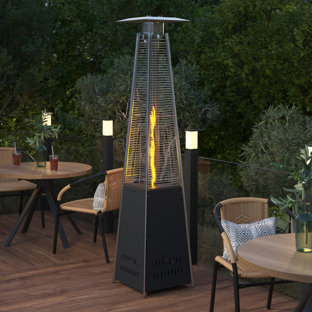 FLASH FURNITURE NANFSDC02BK Sol Patio Outdoor Propane Heater with Wheels, 90inH x 22-1/4inW x 22-1/4inD, Black FLASH FURNITURE NANFSDC02BK Sol Patio Outdoor Propane Heater with Wheels, 90inH x 22-1/4inW x 22-1/4inD, Black