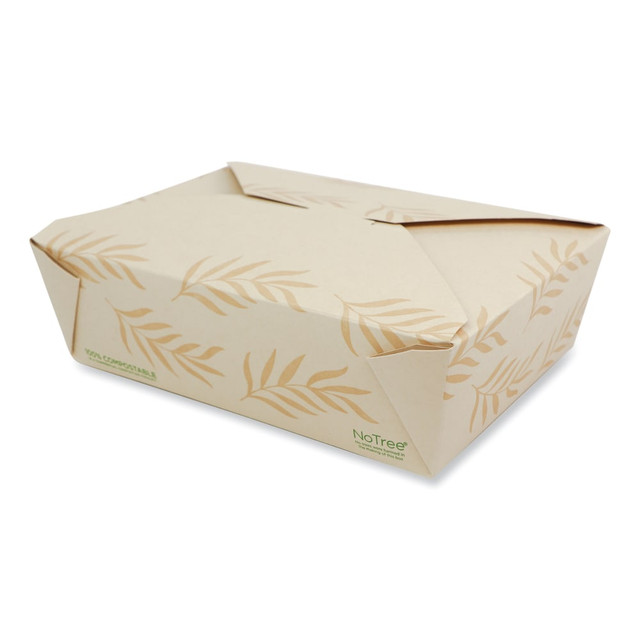 WORLD CENTRIC TO-NT-3  NoTree Folded Takeout Containers, 65 Oz, Natural, Pack Of 200 Containers