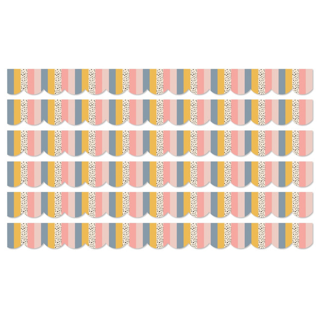 EDUCATORS RESOURCE CD-108493-6 Carson Dellosa Education Scalloped Bulletin Board Borders, We Belong Stripes, 39ft Per Pack, Set Of 6 Packs