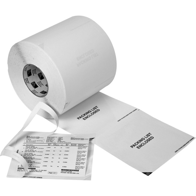 ZEBRA TECHNOLOGIES VTI, INC. 10006703 Zebra Z-Slip Shipping Label - 4 3/8in Width x 6 7/8in Length - Permanent Adhesive - Direct Thermal - White, Clear - Paper, Acrylic, Polypropylene - 580 / Roll - Perforated - 4 / Roll