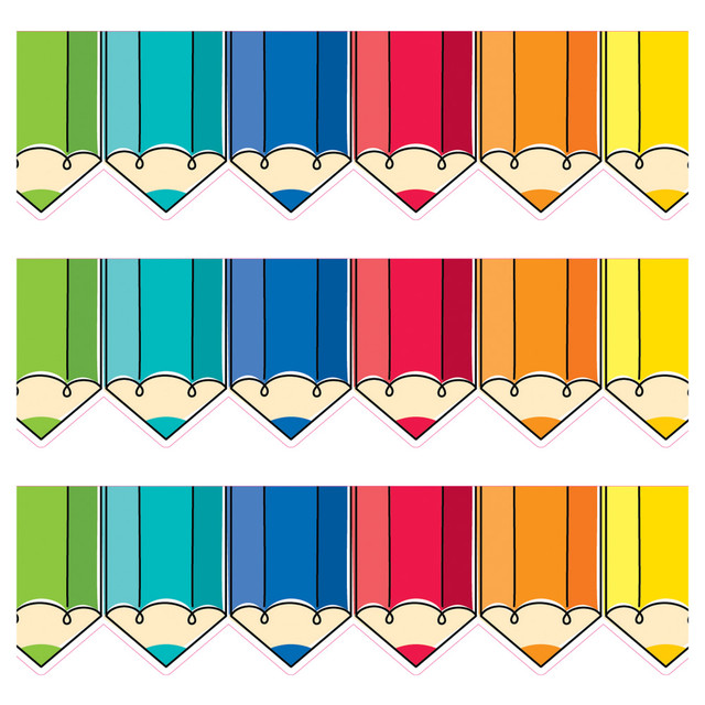 EDUCATORS RESOURCE CTP10877-3 Creative Teaching Press EZ Borders, Colorful Doodle Pencils, 24 Borders Per Pack, Set Of 3 Packs