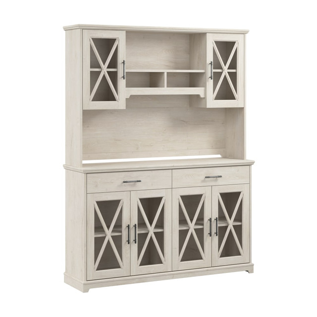 BUSH INDUSTRIES INC. LEN017LW Bush Furniture Lennox 60inW Farmhouse Sideboard Buffet Cabinet With Hutch, Linen White Oak, Standard Delivery BUSH INDUSTRIES INC. LEN017LW Bush Furniture Lennox 60inW Farmhouse Sideboard Buffet Cabinet With Hutch, Linen White Oak, Standard Delivery
