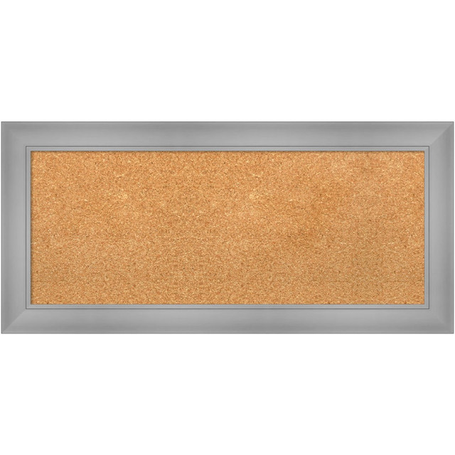 UNIEK INC. A42705383432 Amanti Art Rectangular Non-Magnetic Cork Bulletin Board, Natural, 34in x 16in, Flair Polished Nickel Plastic Frame UNIEK INC. A42705383432 Amanti Art Rectangular Non-Magnetic Cork Bulletin Board, Natural, 34in x 16in, Flair Polished Nickel Plastic Frame